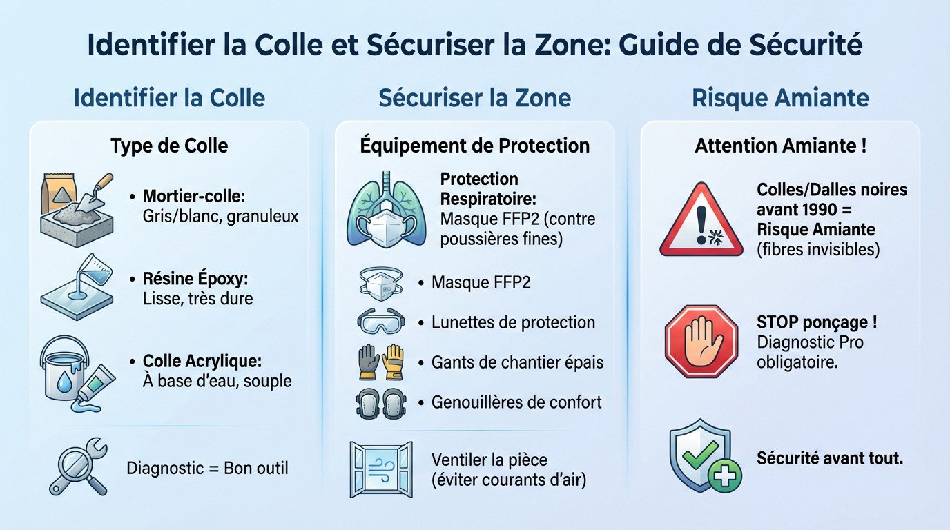 Guide de sécurité pour identifier la colle de carrelage et gérer le risque amiante