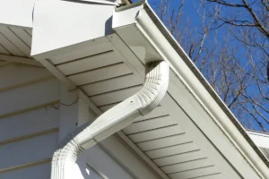 Gouttière aluminium installée sous la toiture d’une maison, exemple pour estimer le prix et la pose